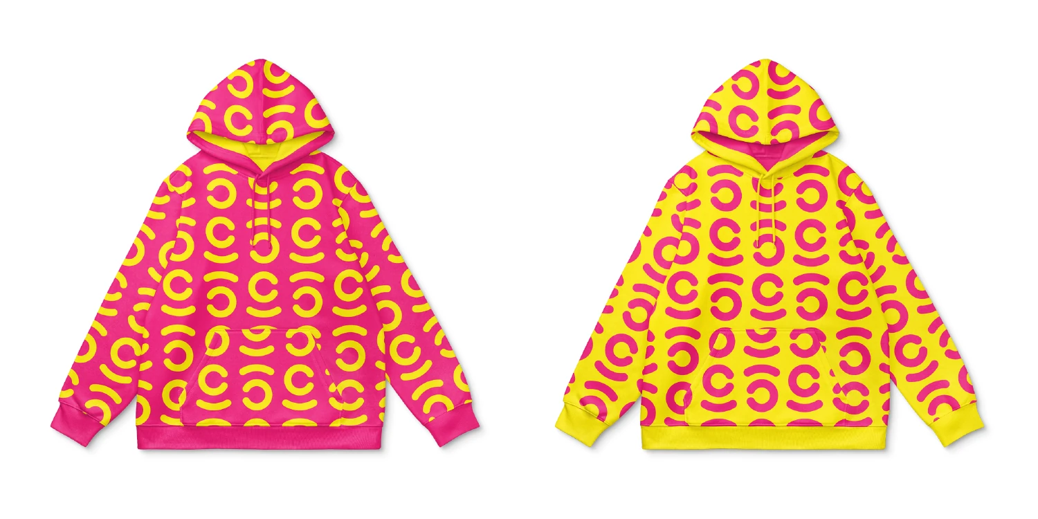 Pink and yellow Cure Injoy pattern hoodies