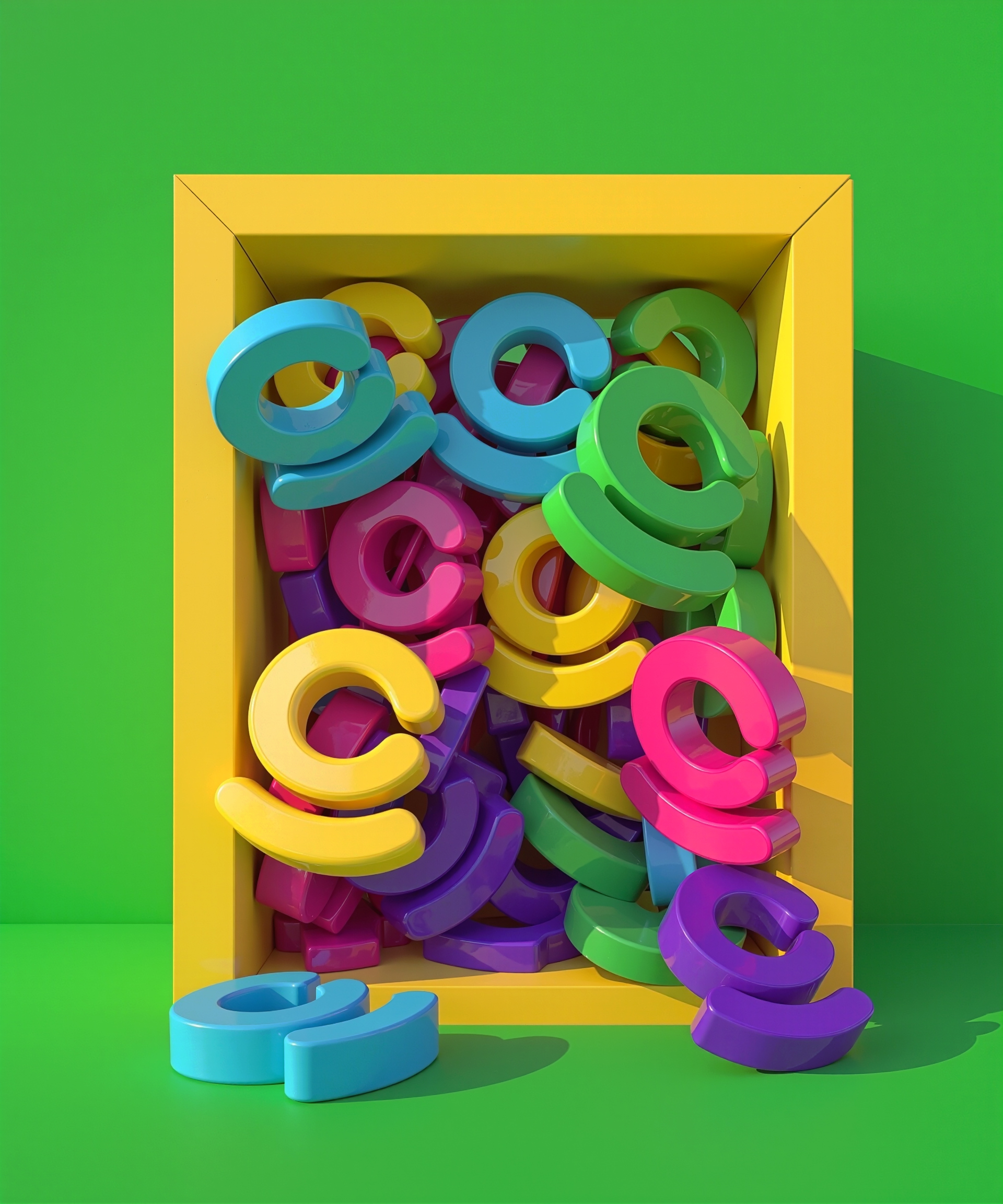 Colorful Cure Injoy C marks arranged in a yellow box