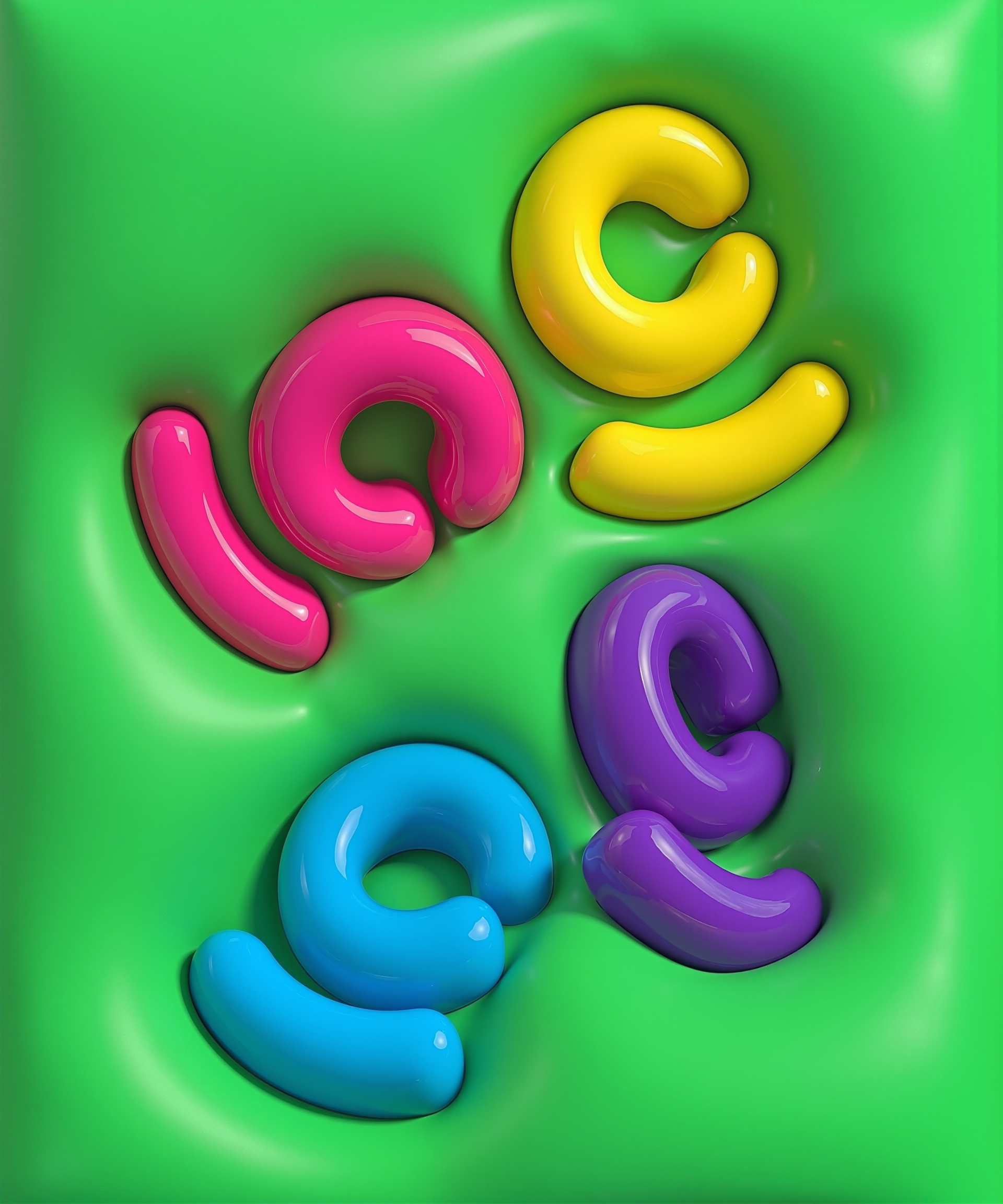 Colorful Cure Injoy C marks on a green background